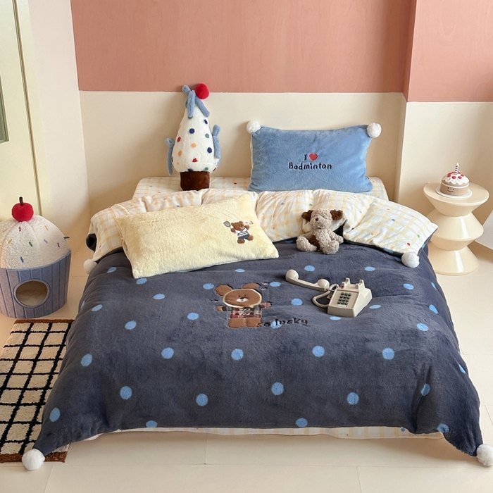 91家纺网 家纺一手货源 找家纺 桔子家纺 2025秋冬新款兔兔绒美式复古系列四件套 吉米（四件套）