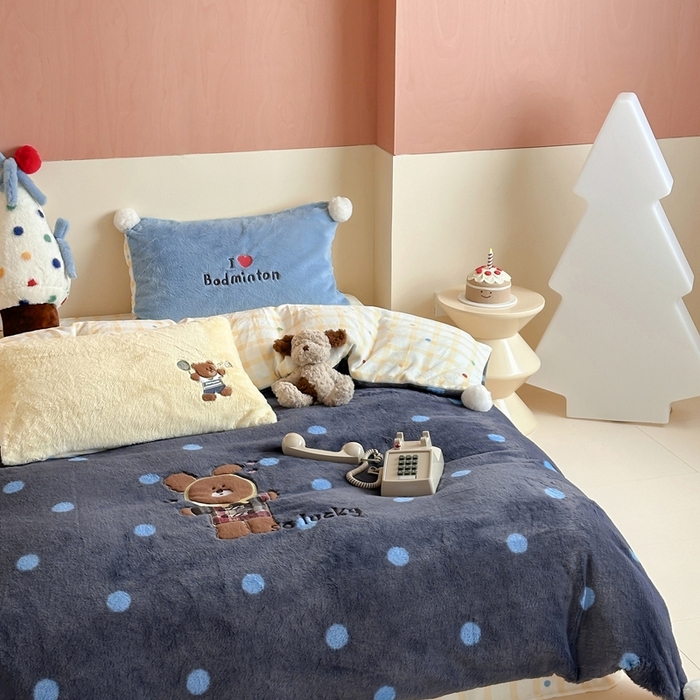 91家纺网 家纺一手货源 找家纺 桔子家纺 2025秋冬新款兔兔绒美式复古系列四件套 吉米（四件套）