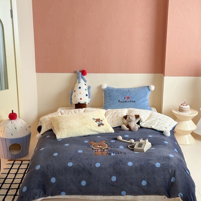 91家纺网 家纺一手货源 找家纺 桔子家纺 2025秋冬新款兔兔绒美式复古系列四件套 吉米（四件套）