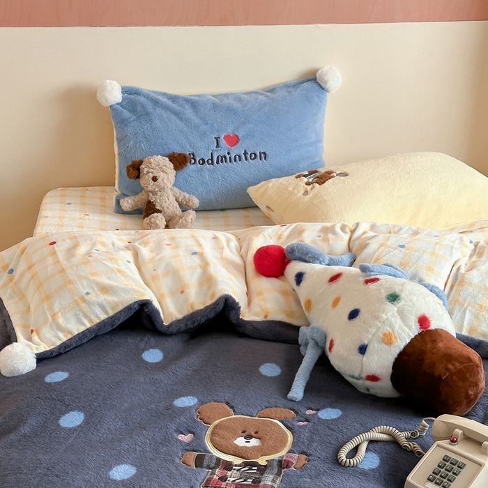 91家纺网 家纺一手货源 找家纺 桔子家纺 2025秋冬新款兔兔绒美式复古系列四件套 吉米（四件套）