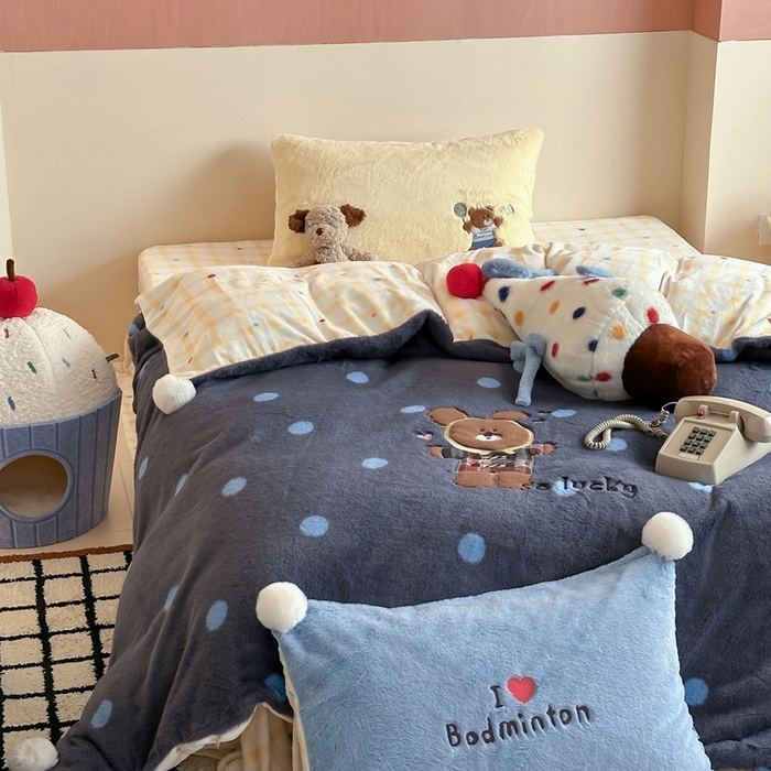 91家纺网 家纺一手货源 找家纺 桔子家纺 2025秋冬新款兔兔绒美式复古系列四件套 吉米（四件套）