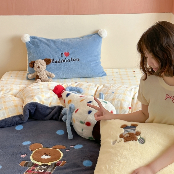 91家纺网 家纺一手货源 找家纺 桔子家纺 2025秋冬新款兔兔绒美式复古系列四件套 吉米（四件套）