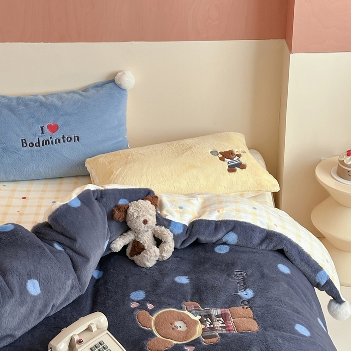 91家纺网 家纺一手货源 找家纺 桔子家纺 2025秋冬新款兔兔绒美式复古系列四件套 吉米（四件套）