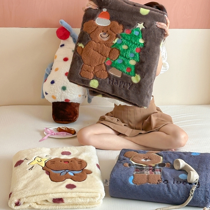 91家纺网 家纺一手货源 找家纺 （总）桔子家纺 2025新款秋冬兔兔美式复古兔兔皮草毯毯子多功能盖毯