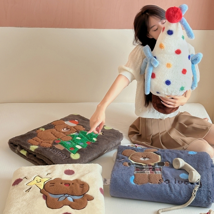 桔子家纺 2025新款秋冬兔兔美式复古兔兔皮草毯毯子多功能盖毯 组合图仅供展示不可下单