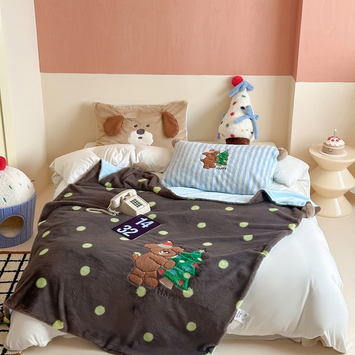 91家纺网 家纺一手货源 找家纺 桔子家纺 2025新款秋冬兔兔美式复古兔兔皮草毯毯子多功能盖毯 查理（毯子）