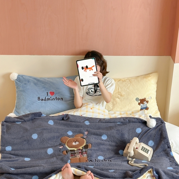 91家纺网 家纺一手货源 找家纺 桔子家纺 2025新款秋冬兔兔美式复古兔兔皮草毯毯子多功能盖毯 吉米（毯子）