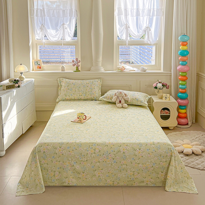 名优家纺 2026新款12868全棉小清新印花四件套单品系列-单床单 徐徐花开