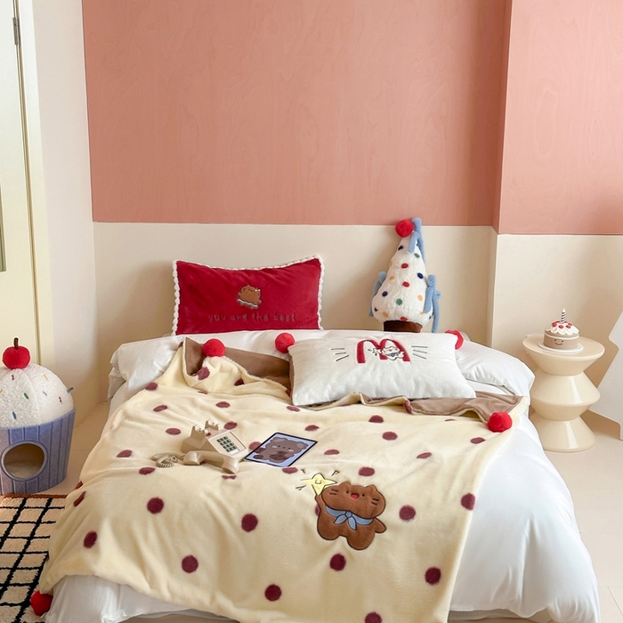 91家纺网 家纺一手货源 找家纺 桔子家纺 2025新款秋冬兔兔美式复古兔兔皮草毯毯子多功能盖毯 coco可可（毯子）