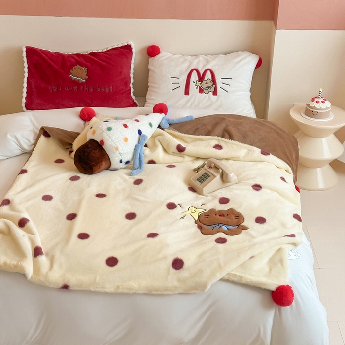 91家纺网 家纺一手货源 找家纺 桔子家纺 2025新款秋冬兔兔美式复古兔兔皮草毯毯子多功能盖毯 coco可可（毯子）