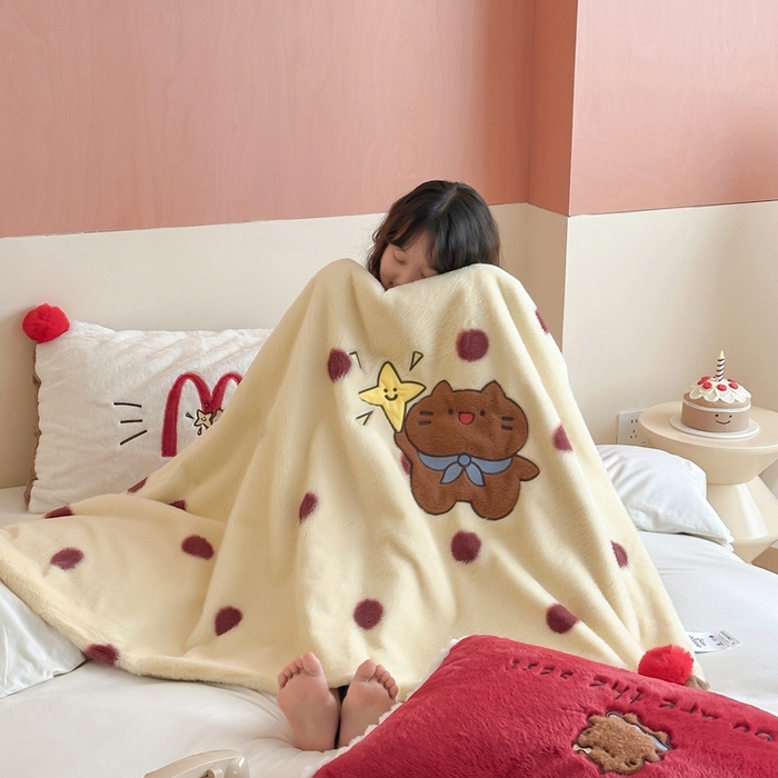 91家纺网 家纺一手货源 找家纺 桔子家纺 2025新款秋冬兔兔美式复古兔兔皮草毯毯子多功能盖毯 coco可可（毯子）