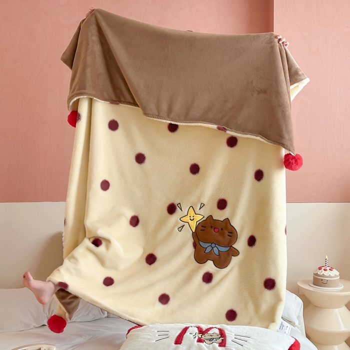 91家纺网 家纺一手货源 找家纺 桔子家纺 2025新款秋冬兔兔美式复古兔兔皮草毯毯子多功能盖毯 coco可可（毯子）