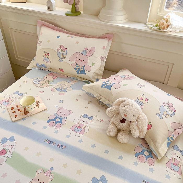 91家纺网 家纺一手货源 找家纺 名优家纺 2026新款12868全棉小清新印花四件套单品系列-单床单 安妮日常