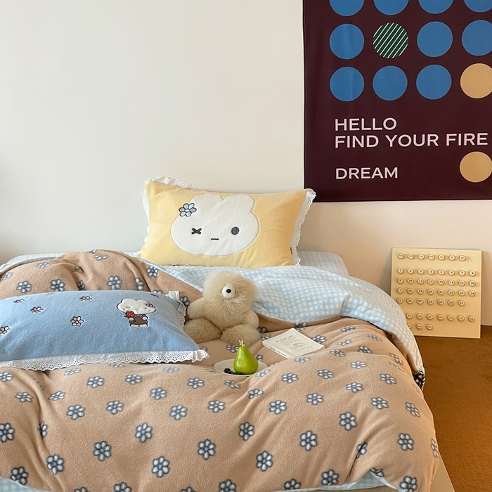 91家纺网 家纺一手货源 找家纺 （总）桔子家纺 2025秋冬新款羊毛绒mi兔系列四件套