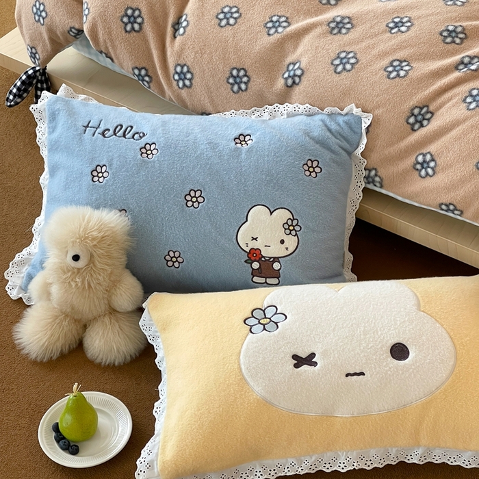 91家纺网 家纺一手货源 找家纺 桔子家纺 2025秋冬新款羊毛绒mi兔系列四件套 黄油mi兔