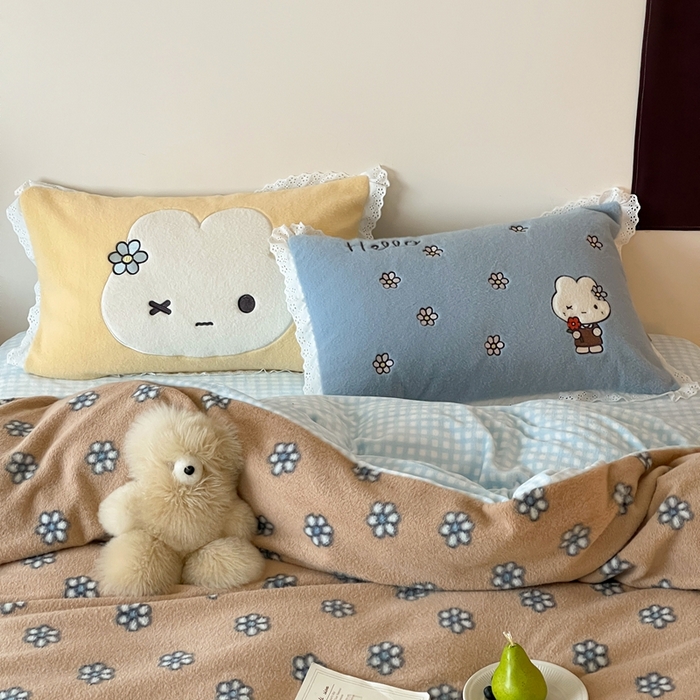 91家纺网 家纺一手货源 找家纺 桔子家纺 2025秋冬新款羊毛绒mi兔系列四件套 黄油mi兔