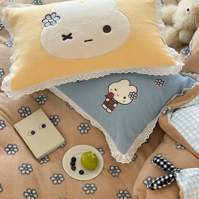 91家纺网 家纺一手货源 找家纺 桔子家纺 2025秋冬新款羊毛绒mi兔系列四件套 黄油mi兔