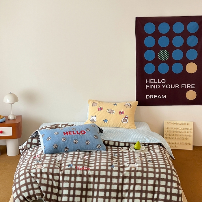 91家纺网 家纺一手货源 找家纺 桔子家纺 2025秋冬新款羊毛绒mi兔系列四件套 烤面包