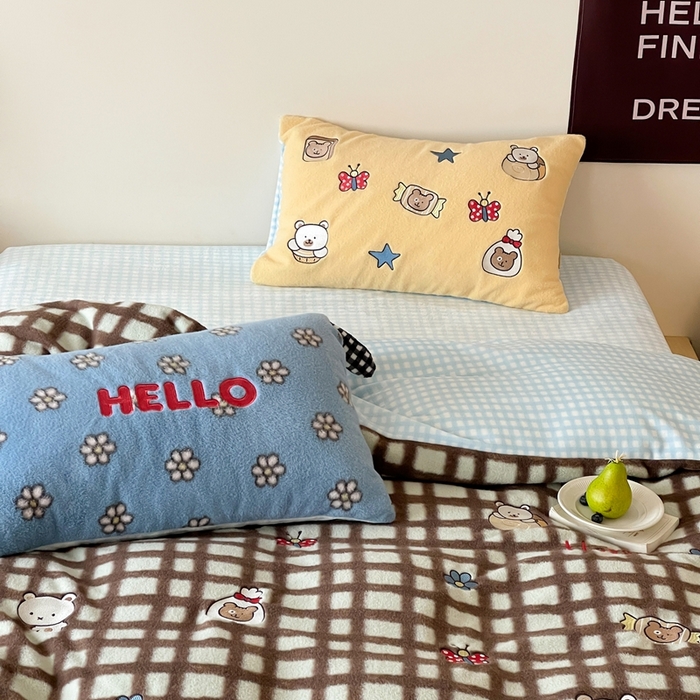 91家纺网 家纺一手货源 找家纺 桔子家纺 2025秋冬新款羊毛绒mi兔系列四件套 烤面包