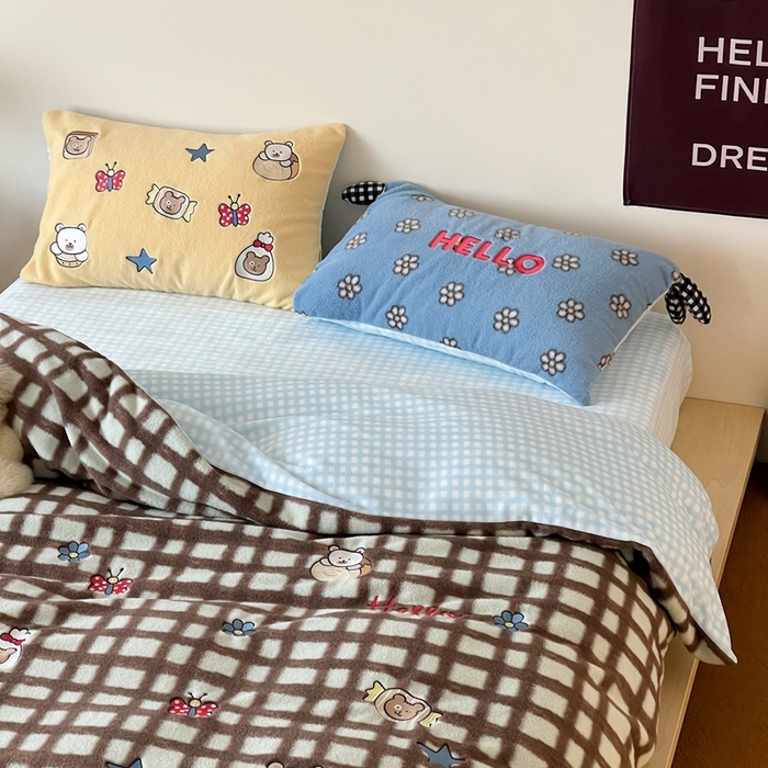 91家纺网 家纺一手货源 找家纺 桔子家纺 2025秋冬新款羊毛绒mi兔系列四件套 烤面包