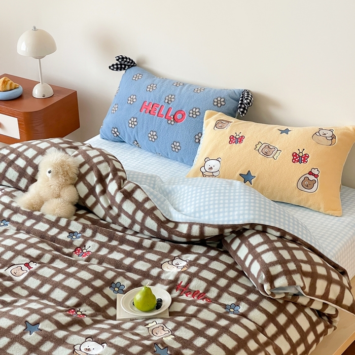 91家纺网 家纺一手货源 找家纺 桔子家纺 2025秋冬新款羊毛绒mi兔系列四件套 烤面包