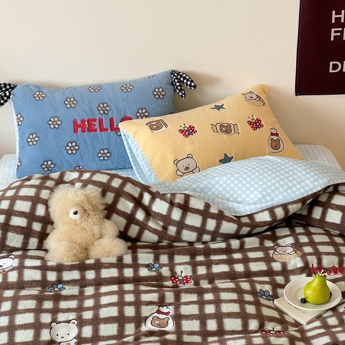 91家纺网 家纺一手货源 找家纺 桔子家纺 2025秋冬新款羊毛绒mi兔系列四件套 烤面包