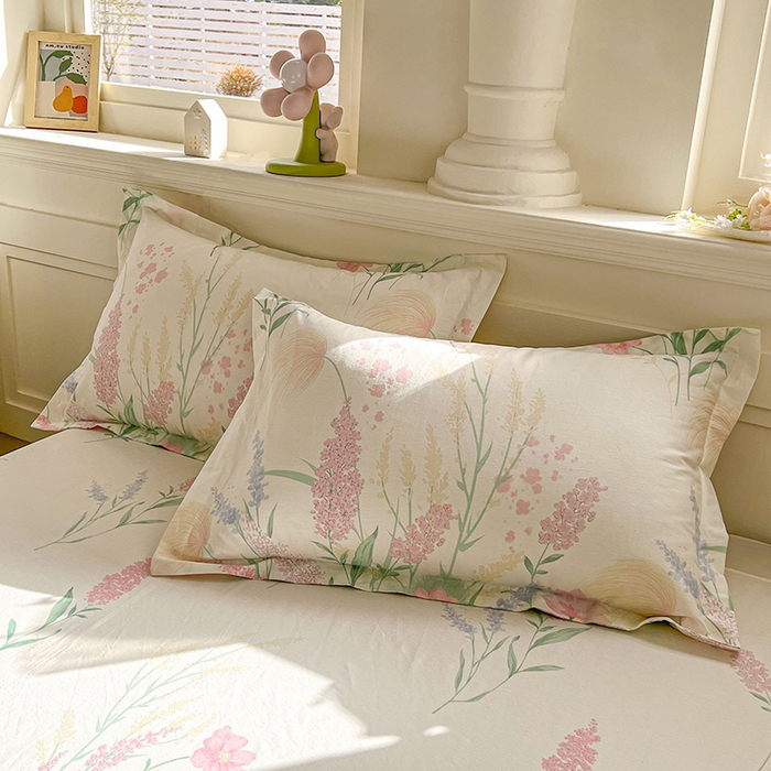 91家纺网 家纺一手货源 找家纺 名优家纺 2026新款12868全棉小清新印花四件套单品系列-单床单 谣谣玉穗