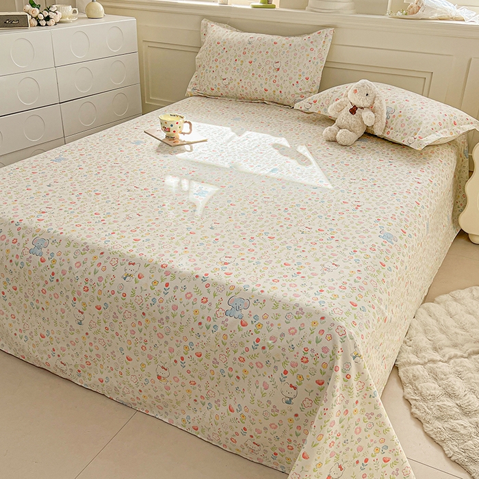 名优家纺 2026新款12868全棉小清新印花四件套单品系列-单床单 动物花园