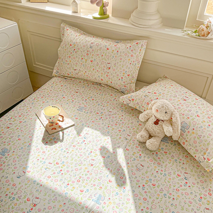 91家纺网 家纺一手货源 找家纺 名优家纺 2026新款12868全棉小清新印花四件套单品系列-单床单 动物花园