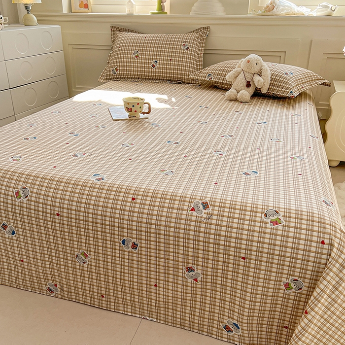 91家纺网 家纺一手货源 找家纺 名优家纺 2026新款12868全棉小清新印花四件套单品系列-单床单 帽子比熊