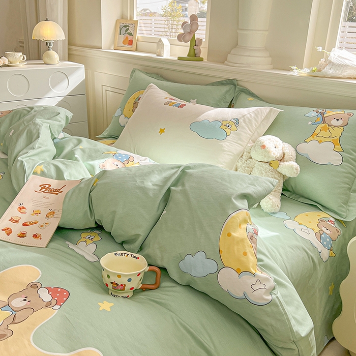 91家纺网 家纺一手货源 找家纺 名优家纺 2026新款12868全棉小清新印花四件套单品系列-单被套 冰激凌派对