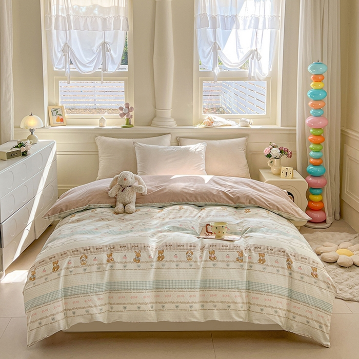 91家纺网 家纺一手货源 找家纺 名优家纺 2026新款12868全棉小清新印花四件套单品系列-单被套 西西莉亚