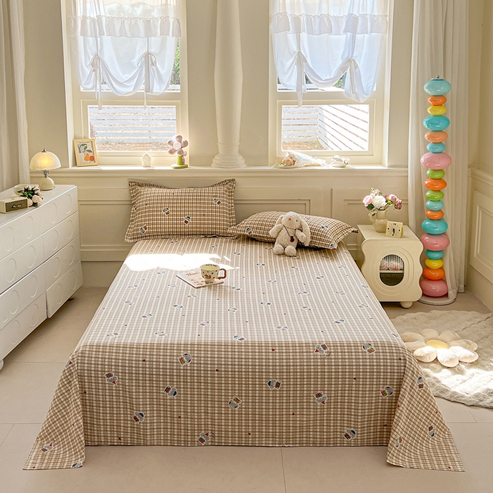 91家纺网 家纺一手货源 找家纺 名优家纺 2026新款12868全棉小清新印花四件套单品系列-单被套 帽子比熊