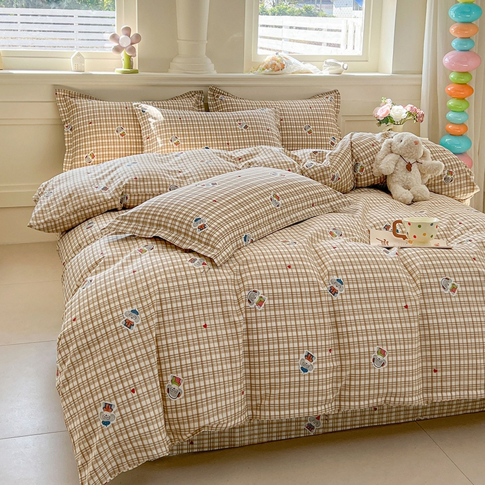 91家纺网 家纺一手货源 找家纺 名优家纺 2026新款12868全棉小清新印花四件套单品系列-单被套 帽子比熊