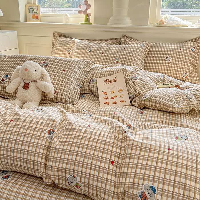 91家纺网 家纺一手货源 找家纺 名优家纺 2026新款12868全棉小清新印花四件套单品系列-单被套 帽子比熊