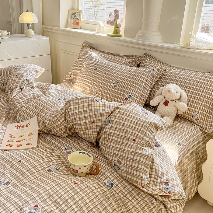 91家纺网 家纺一手货源 找家纺 名优家纺 2026新款12868全棉小清新印花四件套单品系列-单被套 帽子比熊