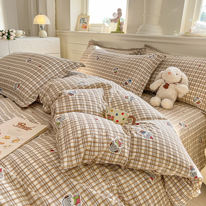 91家纺网 家纺一手货源 找家纺 名优家纺 2026新款12868全棉小清新印花四件套单品系列-单被套 帽子比熊