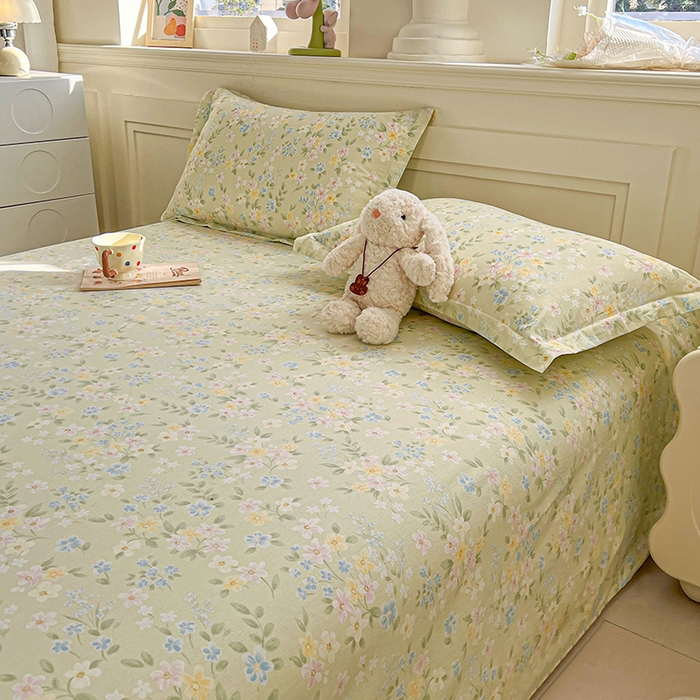 91家纺网 家纺一手货源 找家纺 名优家纺 2026新款12868全棉小清新印花四件套单品系列-单被套 徐徐花开