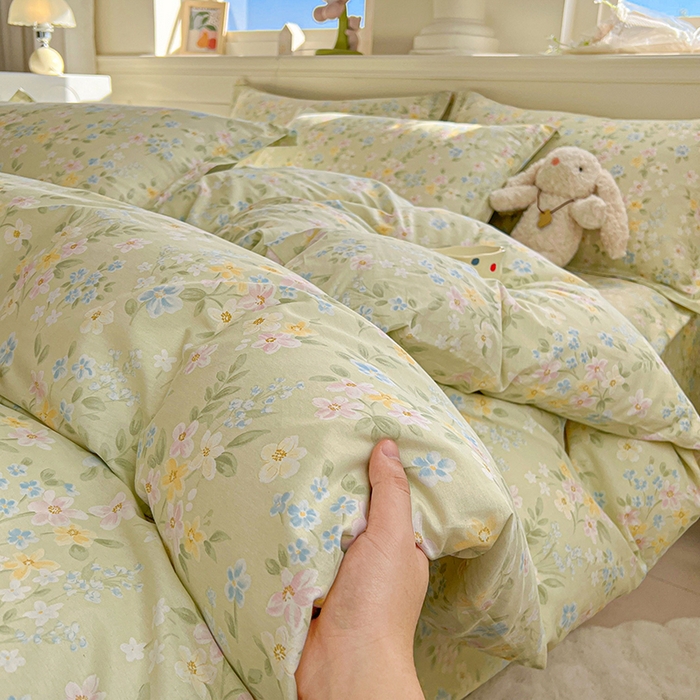 91家纺网 家纺一手货源 找家纺 名优家纺 2026新款12868全棉小清新印花四件套单品系列-单被套 徐徐花开