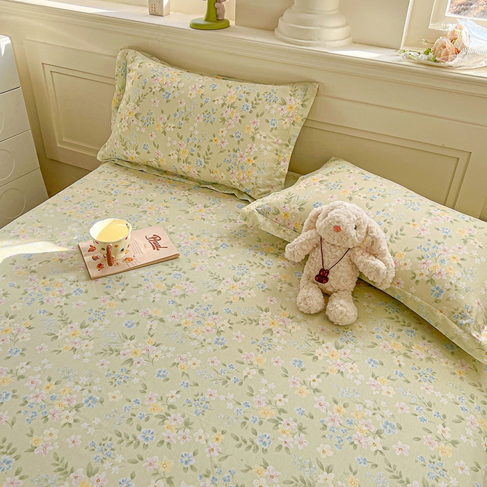 91家纺网 家纺一手货源 找家纺 名优家纺 2026新款12868全棉小清新印花四件套单品系列-单被套 徐徐花开