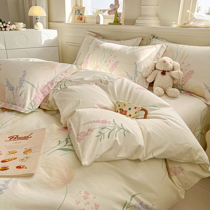 91家纺网 家纺一手货源 找家纺 名优家纺 2026新款12868全棉小清新印花四件套单品系列-四件套 谣谣玉穗