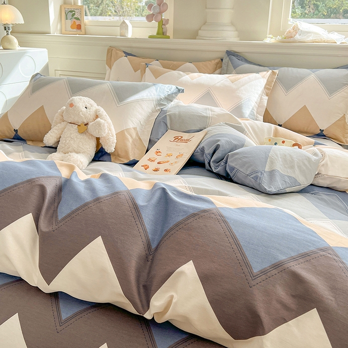 91家纺网 家纺一手货源 找家纺 名优家纺 2026新款12868全棉小清新印花四件套单品系列-四件套 几何飞船