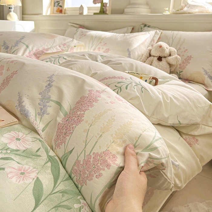 91家纺网 家纺一手货源 找家纺 名优家纺 2026新款12868全棉小清新印花四件套单品系列-四件套 谣谣玉穗