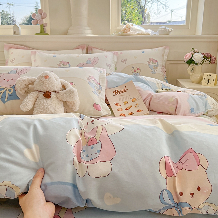 91家纺网 家纺一手货源 找家纺 名优家纺 2026新款12868全棉小清新印花四件套单品系列-四件套 安妮日常