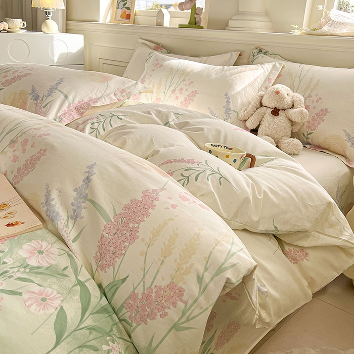 名优家纺 2026新款12868全棉小清新印花四件套单品系列-四件套 谣谣玉穗