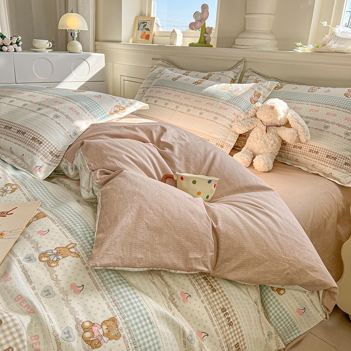 91家纺网 家纺一手货源 找家纺 名优家纺 2026新款12868全棉小清新印花四件套单品系列-四件套 西西莉亚