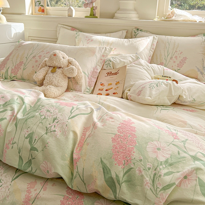 91家纺网 家纺一手货源 找家纺 名优家纺 2026新款12868全棉小清新印花四件套单品系列-四件套 谣谣玉穗