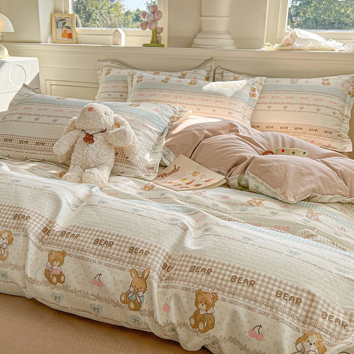 91家纺网 家纺一手货源 找家纺 名优家纺 2026新款12868全棉小清新印花四件套单品系列-四件套 西西莉亚