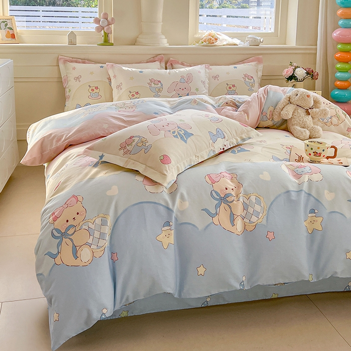 91家纺网 家纺一手货源 找家纺 名优家纺 2026新款12868全棉小清新印花四件套单品系列-四件套 安妮日常