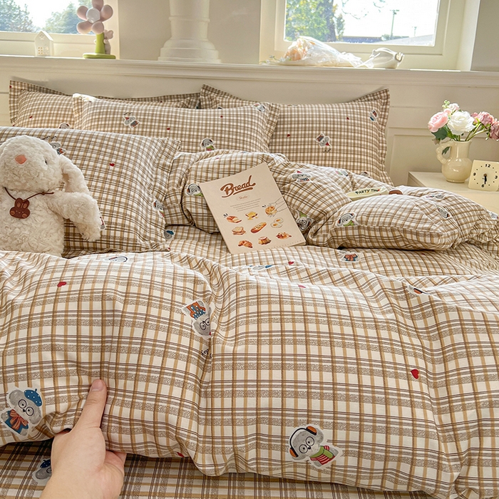 91家纺网 家纺一手货源 找家纺 名优家纺 2026新款12868全棉小清新印花四件套单品系列-四件套 帽子比熊